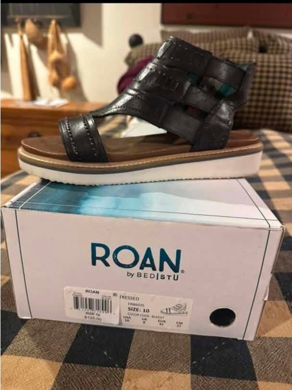 Bed Stu Roan Black Leather Platform Sandal
